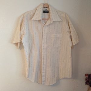 Van Heusen Lustrous Life Short Sleeve Button up Shirt w/ Vertical Stripes Vintag